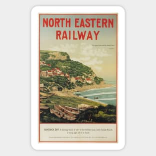 Runswick Bay, Yorkshire - NER- Vintage Railway Travel Poster - 1900-1922 Sticker